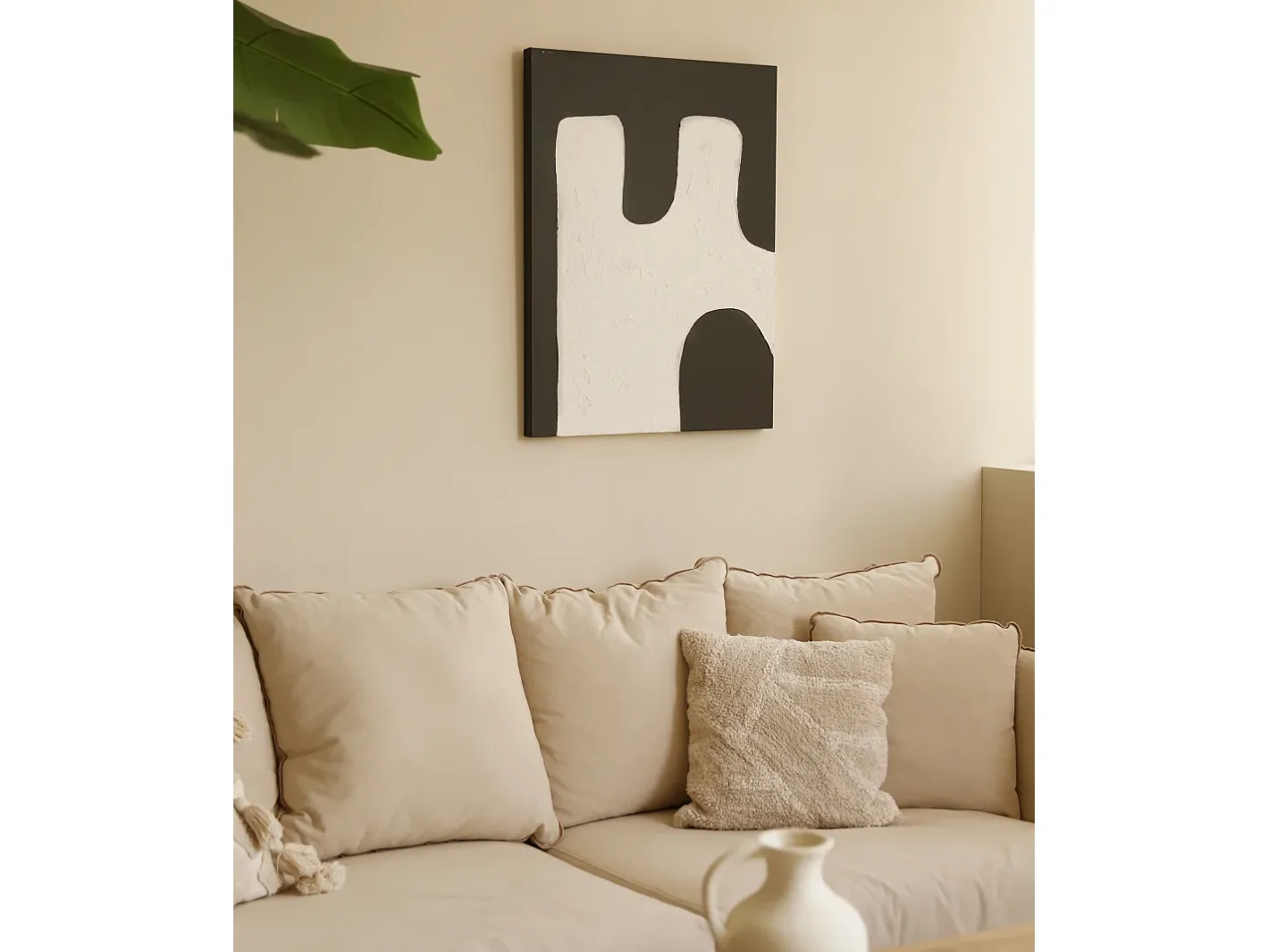 Sale DECOWOOD Cuadro decorativo sobre lienzo de algodón con marco de madera marrón oscuro pintado artesanalmente con pintura al oleo de 100x150cm - KIKA - Multicolor
