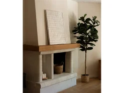 Outlet DECOWOOD Cuadro decorativo sobre lienzo de algodón con marco de madera marrón claro pintado artesanalmente con pintura al oleo de 100x150cm - JAN - Beige