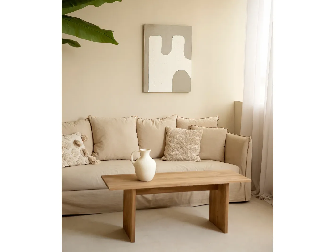 Discount DECOWOOD Cuadro decorativo sobre lienzo de algodón con marco de madera marrón claro pintado artesanalmente con pintura al oleo de 60x80cm - KIKA - Multicolor