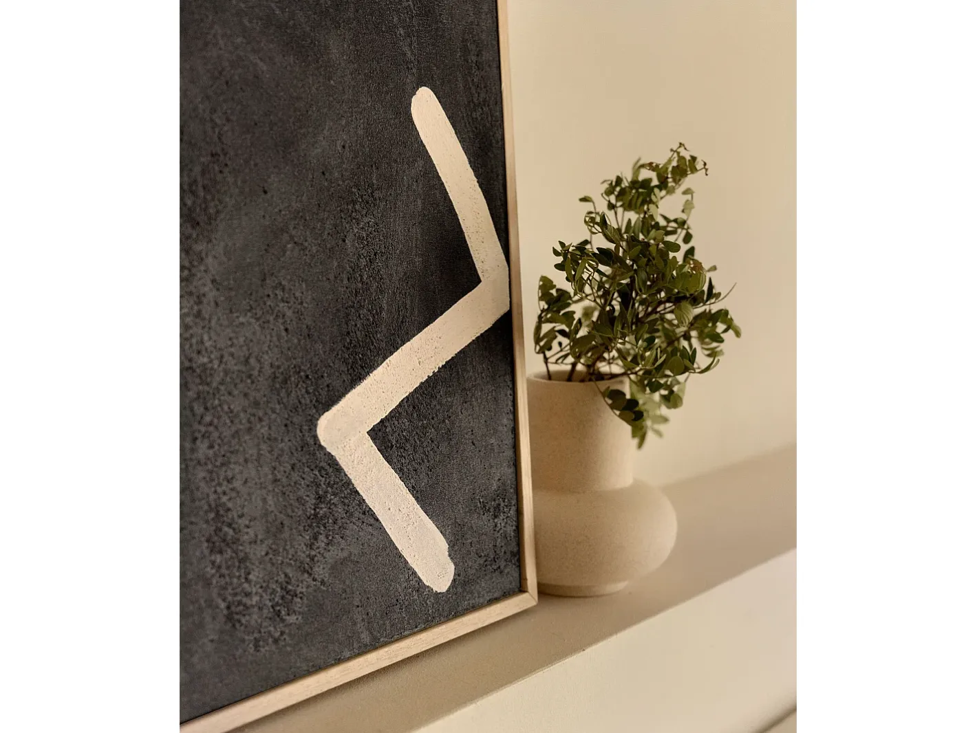 DECOWOOD Cuadro decorativo sobre lienzo de algodón con marco de madera blanco pintado artesanalmente con pintura al oleo de 100x150cm - SILVANA - Multicolor Outlet