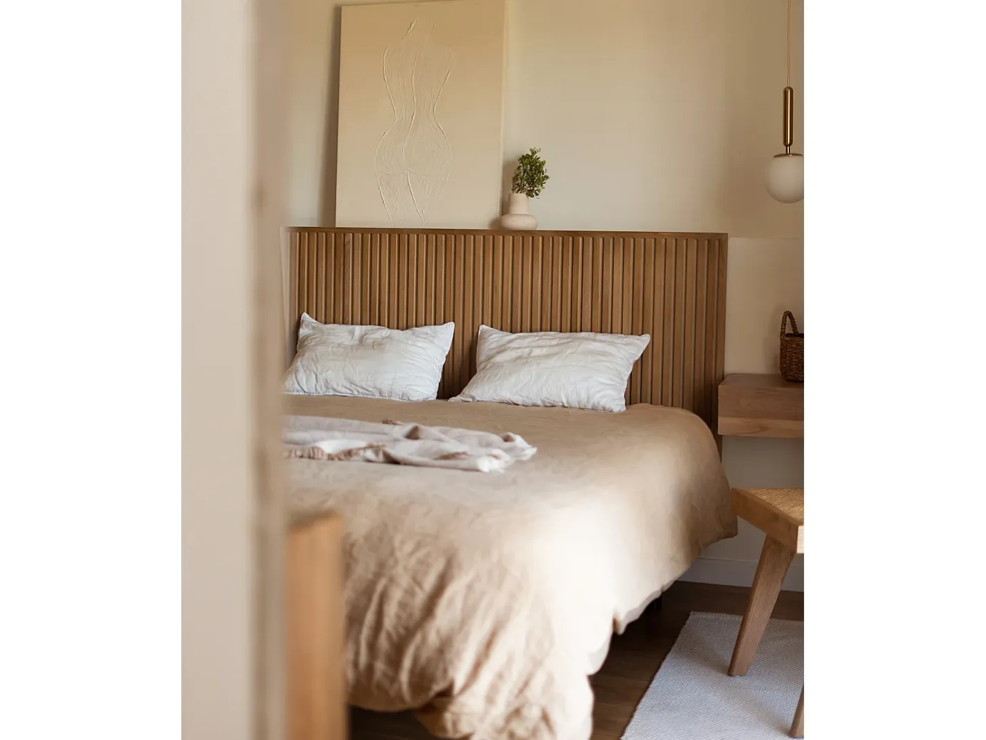 DECOWOOD Cuadro decorativo sobre lienzo de algodón con marco de madera marrón claro pintado artesanalmente con pintura al oleo de 100x150cm - LEO - Beige Outlet
