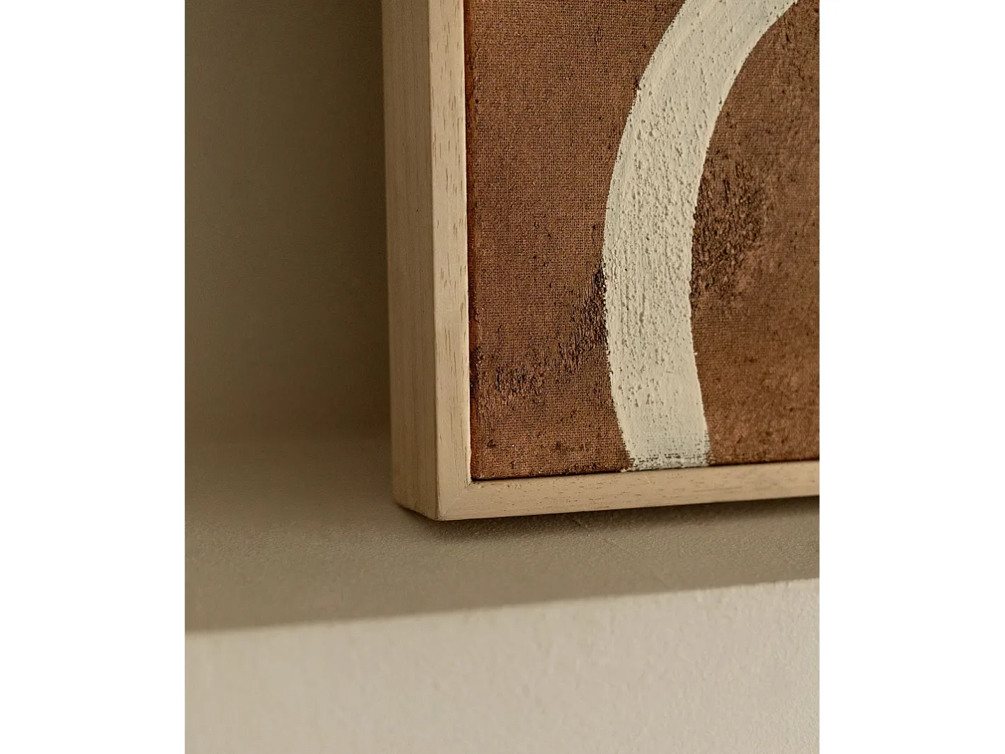 DECOWOOD Cuadro decorativo sobre lienzo de algodón con marco de madera marrón claro pintado artesanalmente con pintura al oleo de 60x80cm - SILVANA - Multicolor Outlet