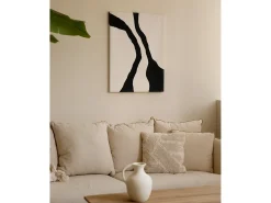 Sale DECOWOOD Cuadro decorativo sobre lienzo de algodón con marco de madera negro pintado artesanalmente con pintura al oleo de 80x100cm - KUSAMA - Multicolor