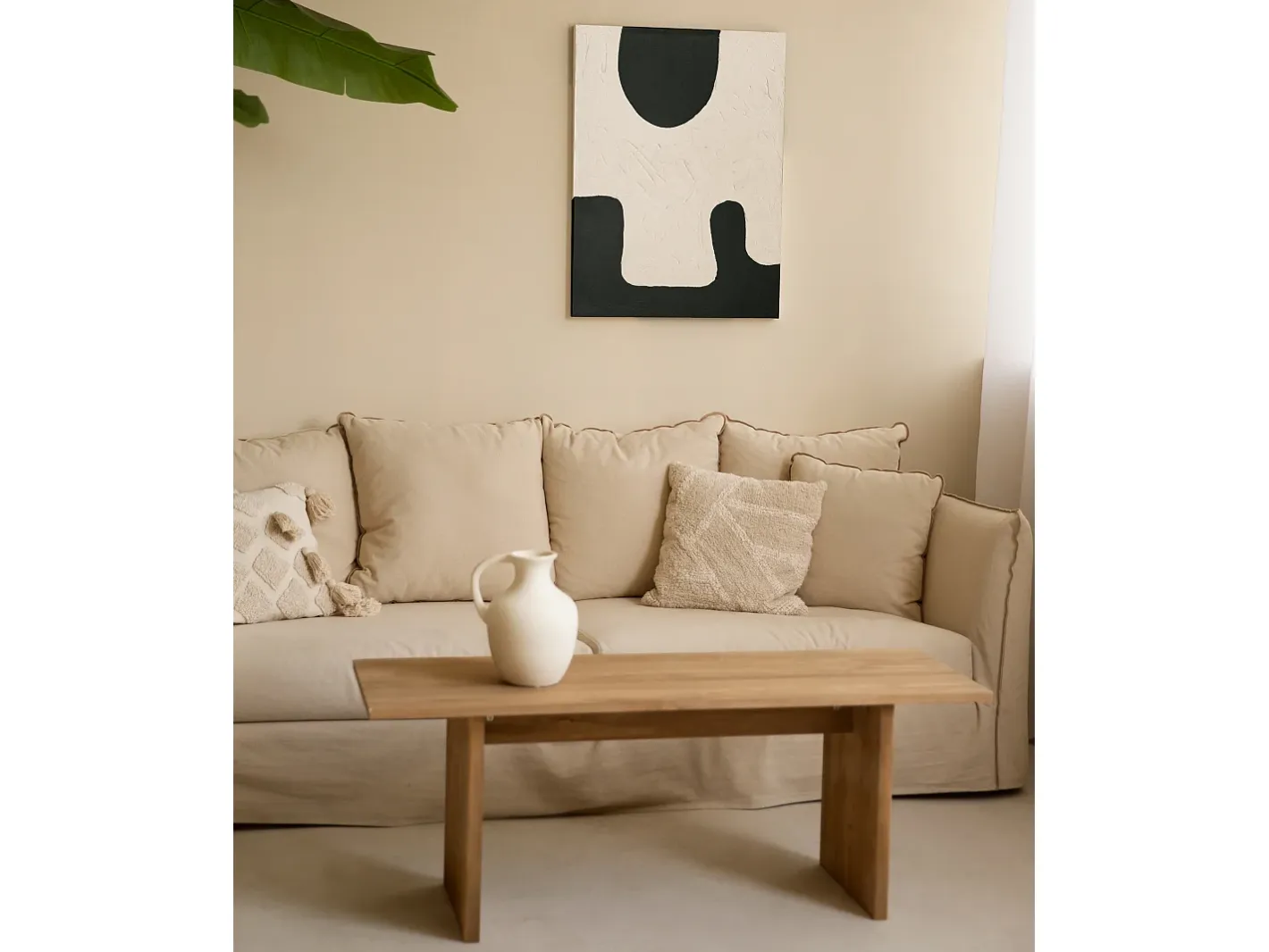DECOWOOD Cuadro decorativo sobre lienzo de algodón con marco de madera marrón oscuro pintado artesanalmente con pintura al oleo de 100x150cm - VARO - Multicolor