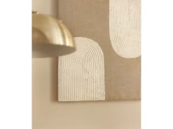 Hot DECOWOOD Cuadro decorativo sobre lienzo de lino con marco de madera marrón oscuro pintado artesanalmente con pintura al oleo de 100x150cm - NIKI - Multicolor