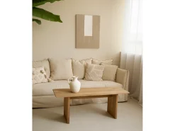 New DECOWOOD Cuadro decorativo sobre lienzo de lino con marco de madera blanco pintado artesanalmente con pintura al oleo de 60x80cm - NIMBA - Multicolor