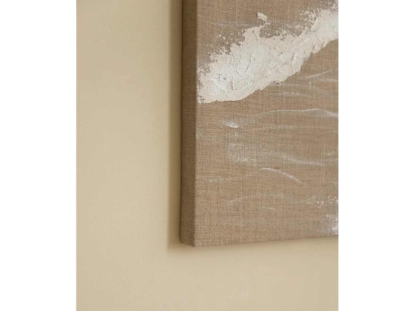 Online DECOWOOD Cuadro decorativo sobre lienzo de lino con marco de madera blanco pintado artesanalmente con pintura al oleo de 60x80cm - ADRIANA - Multicolor