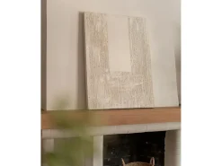 Clearance DECOWOOD Cuadro decorativo sobre lienzo de algodón con marco de madera negro pintado artesanalmente con pintura al oleo de 80x100cm - DEVA - Beige