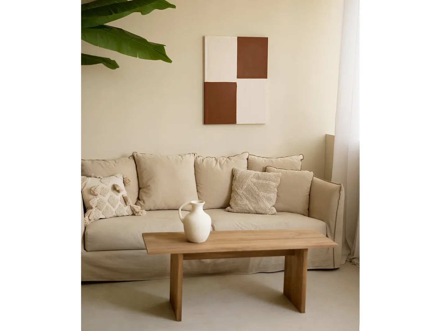 Hot DECOWOOD Cuadro decorativo sobre lienzo de algodón con marco de madera marrón claro pintado artesanalmente con pintura al oleo de 100x150cm - PRISMA - Multicolor