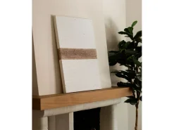 Outlet DECOWOOD Cuadro decorativo sobre lienzo de algodón con marco de madera marrón oscuro pintado artesanalmente con pintura al oleo de 80x100cm - BRISA - Multicolor