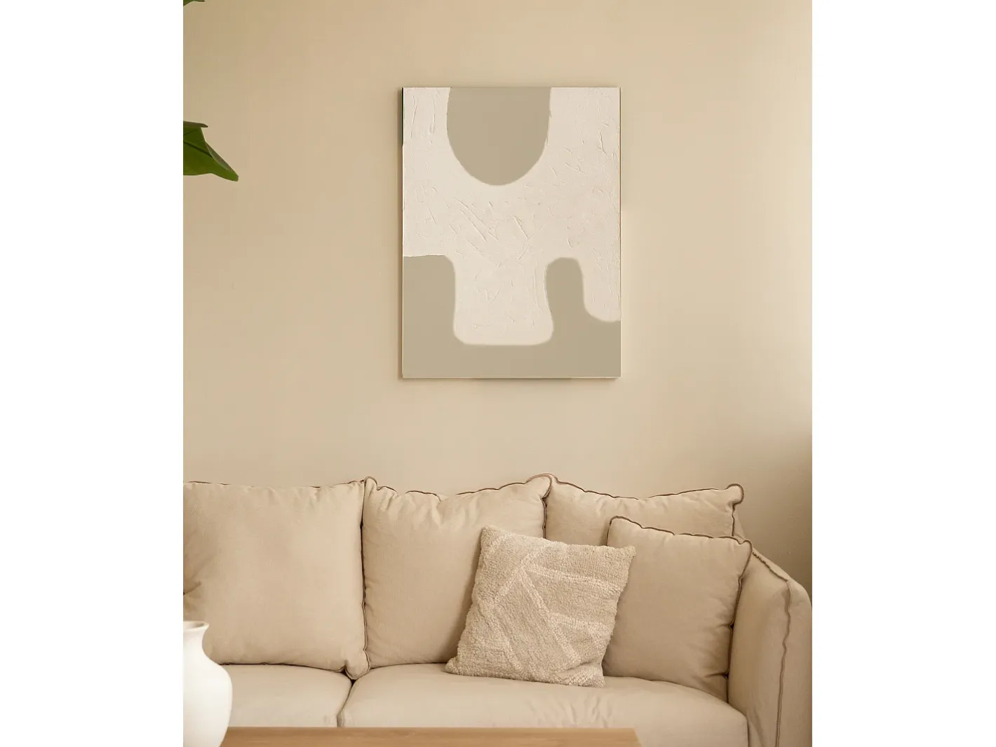 DECOWOOD Cuadro decorativo sobre lienzo de algodón con marco de madera blanco pintado artesanalmente con pintura al oleo de 100x150cm - VARO - Multicolor Sale