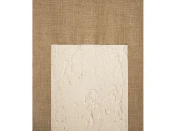 DECOWOOD Cuadro-Cuadro decorativo sobre lienzo de lino con marco de madera blanco pintado artesanalmente con pintura al oleo de 60x80cm - MAYA - Multicolor