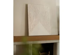 DECOWOOD Cuadro-Cuadro decorativo sobre lienzo de algodón con marco de madera negro pintado artesanalmente con pintura al oleo de 100x150cm - ADRIANA - Beige
