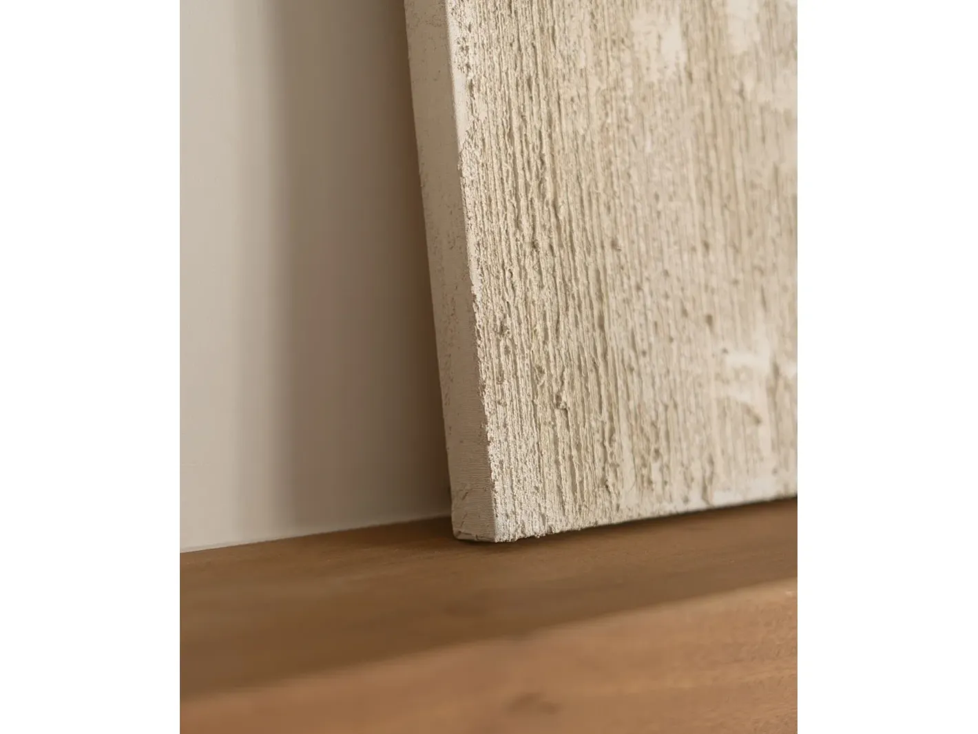 Online DECOWOOD Cuadro decorativo sobre lienzo de algodón con marco de madera blanco pintado artesanalmente con pintura al oleo de 100x150cm - DEVA - Beige