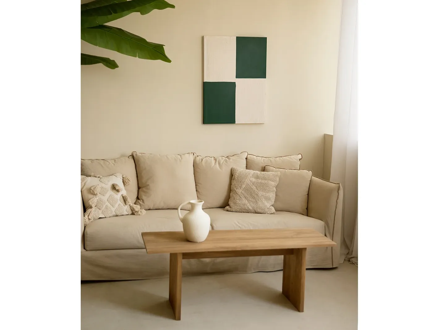 Clearance DECOWOOD Cuadro decorativo sobre lienzo de algodón con marco de madera marrón oscuro pintado artesanalmente con pintura al oleo de 80x100cm - PRISMA - Multicolor