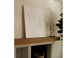 DECOWOOD Cuadro decorativo sobre lienzo de algodón con marco de madera blanco pintado artesanalmente con pintura al oleo de 100x150cm - GALA - Beige Discount