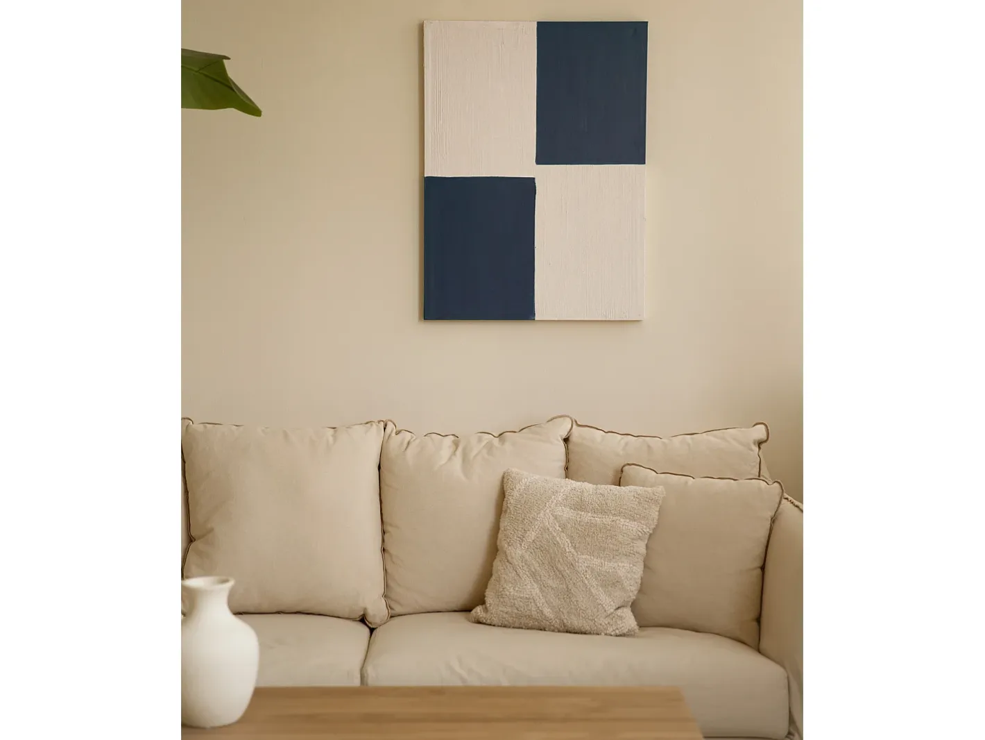 Discount DECOWOOD Cuadro decorativo sobre lienzo de algodón con marco de madera marrón oscuro pintado artesanalmente con pintura al oleo de 80x100cm - PRISMA - Multicolor