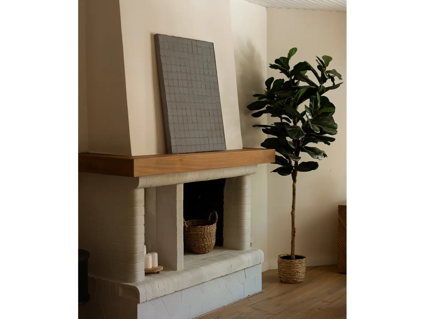 Hot DECOWOOD Cuadro decorativo sobre lienzo de algodón pintado artesanalmente con pintura al oleo sin marco de 60x80cm - JAN - Marru00f3n