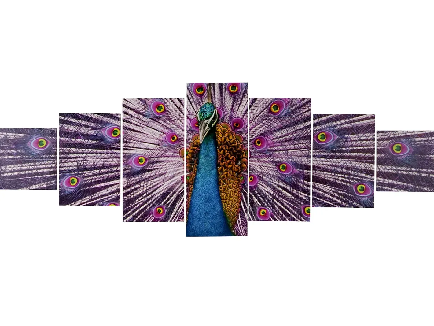MCW Cuadro en lienzo H375 XL Pavo real (7 unid.), Pavo real Multicolor Hot