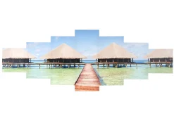 MCW Cuadro en lienzo H375 XL Pavo real (7 unid.), Playa Multicolor Clearance