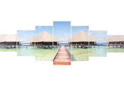 MCW Cuadro en lienzo H375 XL Pavo real (7 unid.), Playa Multicolor Clearance