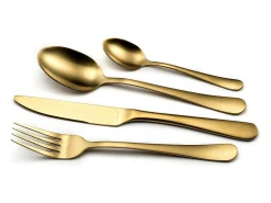 Amefa Cubertería de 24 piezas Austin dorada mate de acero inoxidable con acabado satinado PVD Dorado