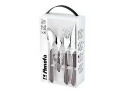 Outlet Amefa Cubertería Eclat 24 piezas Moderno - Mango , Acero Inoxidable, Hoja Microdentada y Acabado Brillante Gris