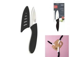 Mobilibrico Cuchillo de Cerámica 16,6 cm con Mango Soft y Funda Protectora Negro Outlet