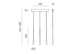 Dafne - Lámpara colgante negra 16,5W luz cálida 3000K IP20 - Plafón LED 3 luces diseño moderno - aluminio blanco satinado Negro Clearance