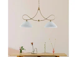 Dallas - Lámpara de araña con decapé y oro antiguo, cristal blanco, 2 luces Marfil Clearance