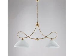 Dallas - Lámpara de araña con decapé y oro antiguo, cristal blanco, 2 luces Marfil Clearance