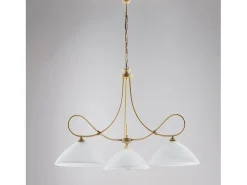 Lámpara Suspendida-Dallas - Lámpara de araña con efecto decapé y oro antiguo, cristal blanco, 3 luces Marfil