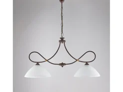 Outlet Dallas - Lámpara de araña negra con óxido y oro antiguo, cristal blanco, 2 luces Marru00f3n chocolate