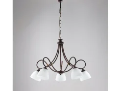 Dallas - Lámpara de araña negra con cristal blanco, efecto óxido y oro antiguo, 5 luces Marru00f3n chocolate Discount
