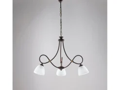 Clearance Dallas - Lámpara de araña negra con decoración óxido y oro antiguo, difusores de cristal blanco, 3 luces Marru00f3n chocolate