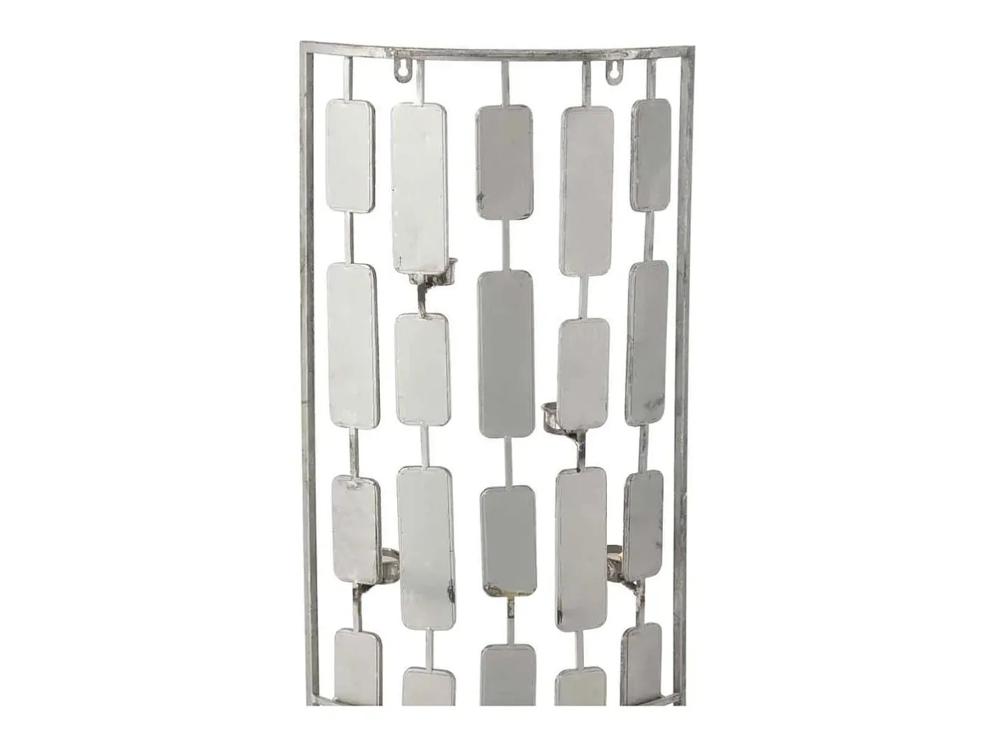 J-Line Portavelas Y Vela-Decoración con espejo y portavelas de metal 36x9x121cm Gris