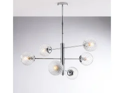 Lámpara Suspendida-Demetra Suspensión en hierro cromado pulido 6 luces X 97 Ø73 BL279-6-CR Plateado