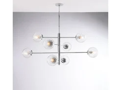 Lámpara Suspendida-Demetra Suspensión en hierro cromado pulido 8 luces 108 Ø103 BL279-8-CR Plateado