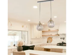 Clearance Diamante - Pista blanca y cromo con cristal ámbar decorado y cables orientables, 2 luces Blanco