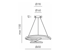 Discount Diva - Lámpara colgante LED regulable 47W - Diseño moderno en aluminio oro cepillado, luz cálida 3000K, anillos entrelazados d.65cm Dorado