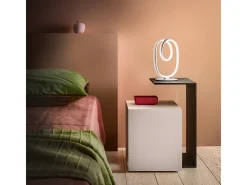 New Diva - Lámpara de mesa LED regulable de diseño moderno - Aluminio titanio, difusor de silicona, luz cálida 3000K, 17W Gris