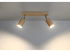 Sollux Lighting Doppio Faretto Incasso Luce Legno Naturale GU10 Foco empotrado Twin Madera Natural GU10 Marru00f3n Outlet