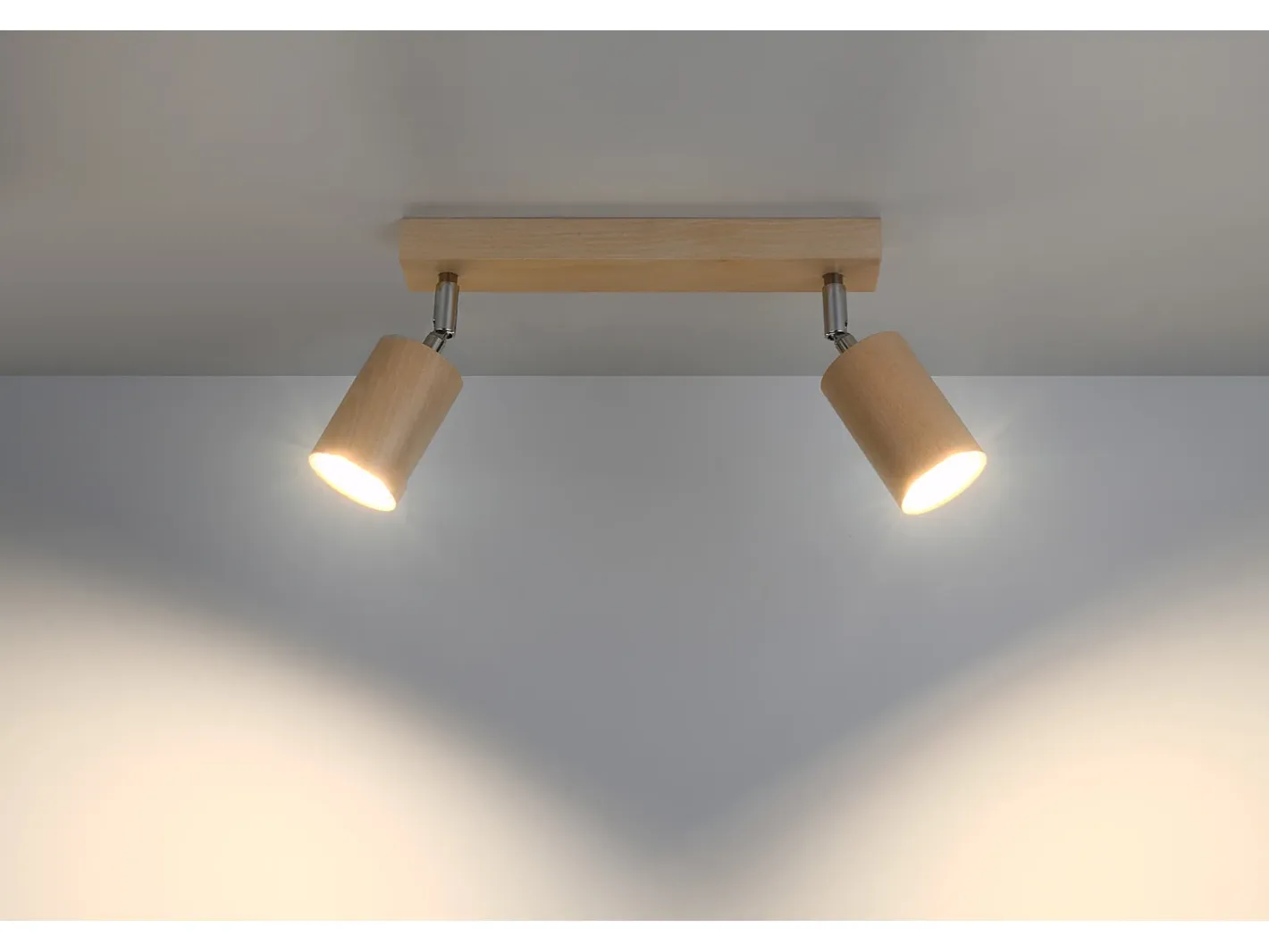 Sollux Lighting Doppio Faretto Incasso Luce Legno Naturale GU10 Foco empotrado Twin Madera Natural GU10 Marru00f3n Outlet