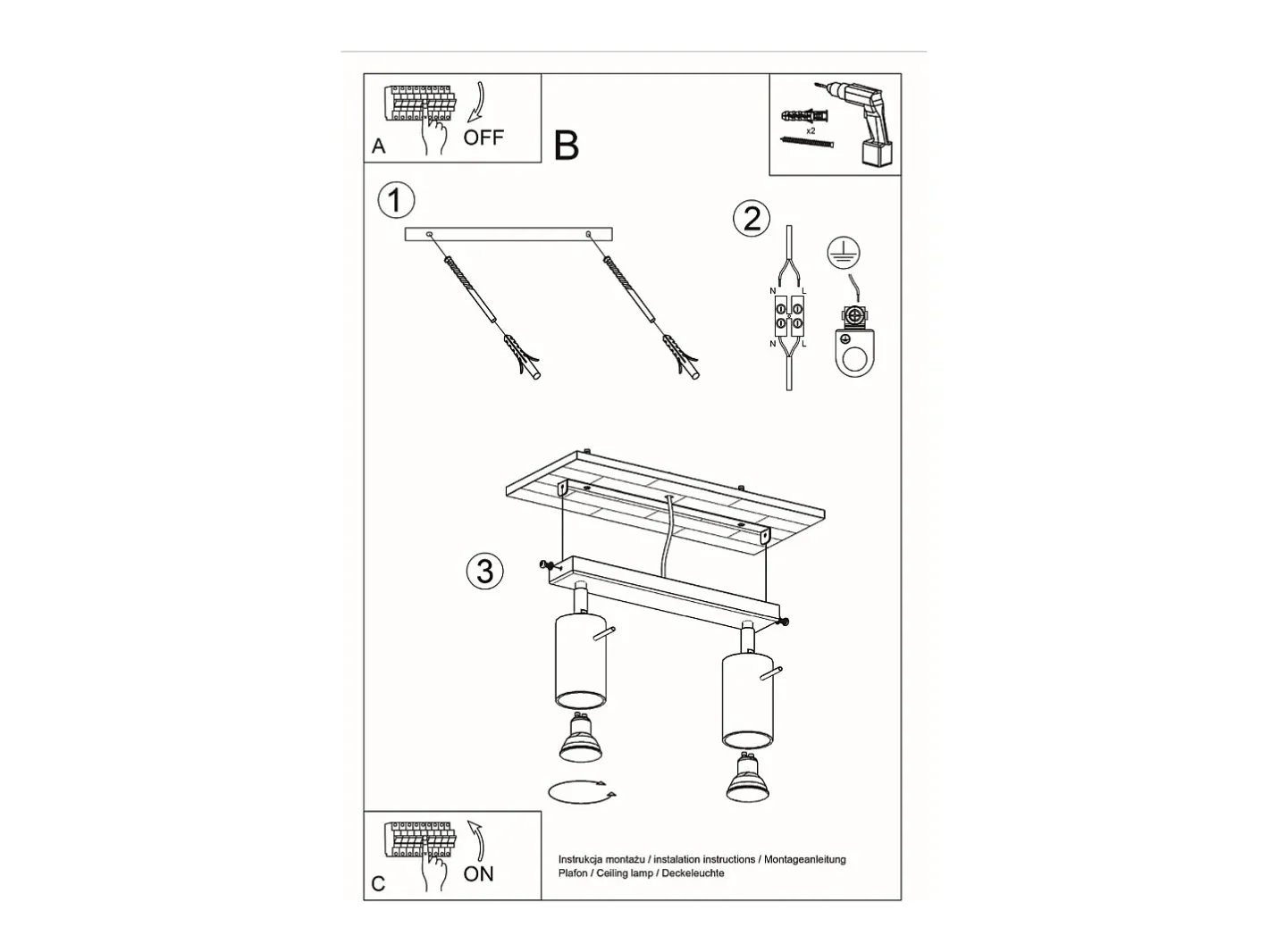 Sollux Lighting Doppio Faretto Incasso Luce Legno Naturale GU10 Foco empotrado Twin Madera Natural GU10 Marru00f3n Outlet