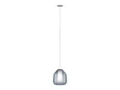 Lámpara Suspendida-Double Skin Sosp. 1 Luce E27 Con Cavo Cm 250 Beta Blu E Rosone Da Incasso Cromo Plateado