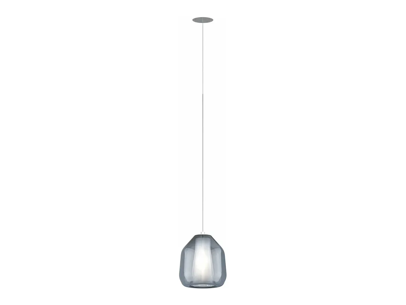 Lámpara Suspendida-Double Skin Sosp. 1 Luce E27 Con Cavo Cm 250 Beta Blu E Rosone Da Incasso Cromo Plateado