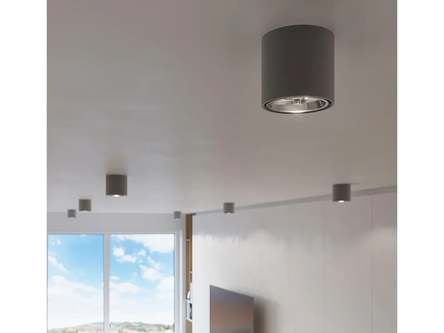 Sollux Lighting Downlight a plafone Round Flush Grigio chiaro GU10 Focos empotrables de superficie Redondos Empotrado Claro GU10 Gris Best