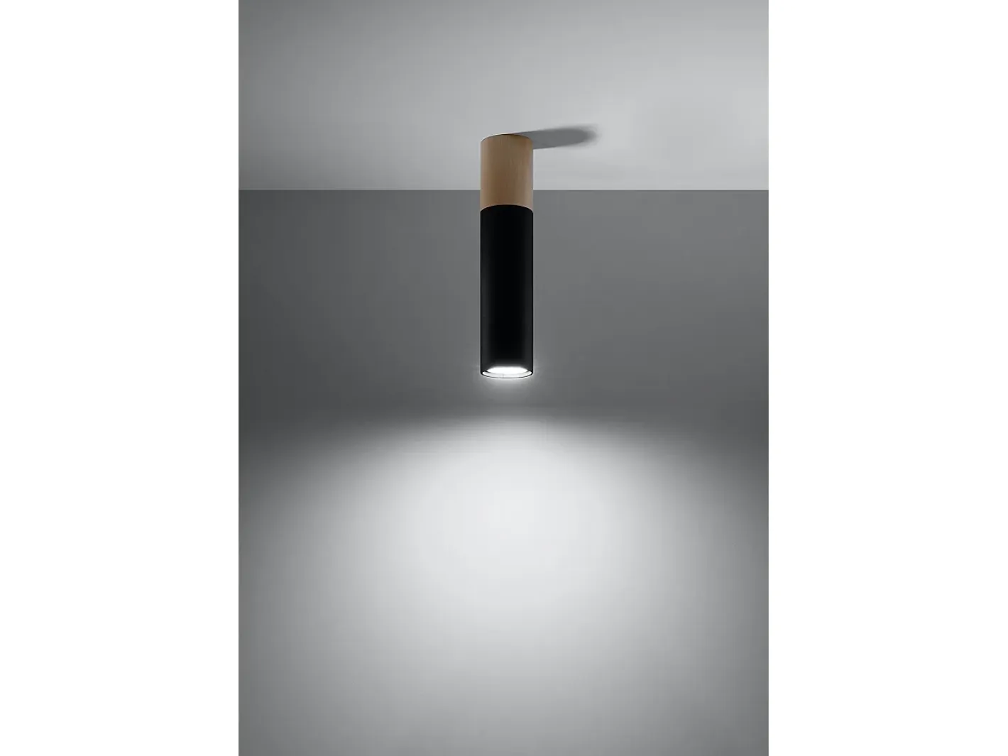 Sollux Lighting Plafón-Downlight da superficie Flush Light Nero, legno naturale GU10 Focos empotrables de superficie Flush Light , Madera natural GU10 Negro