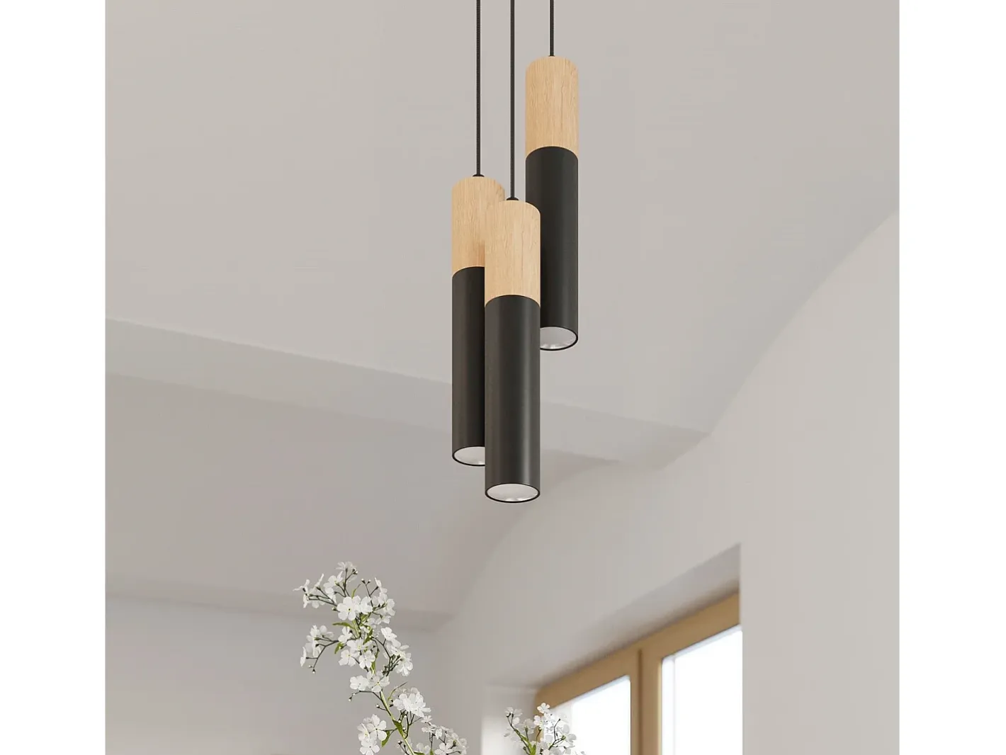 Sollux Lighting Plafón-Downlight da superficie Flush Light Nero, legno naturale GU10 Focos empotrables de superficie Flush Light , Madera natural GU10 Negro