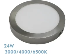 New AKUNADECOR Downlight Diorita Redondo Niquel 24w 3000k-4000k-6500k Plateado